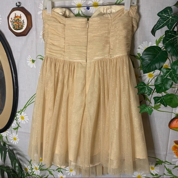 Jill Stuart gold sparkle ruched mesh mini dress - Picture 7 of 9
